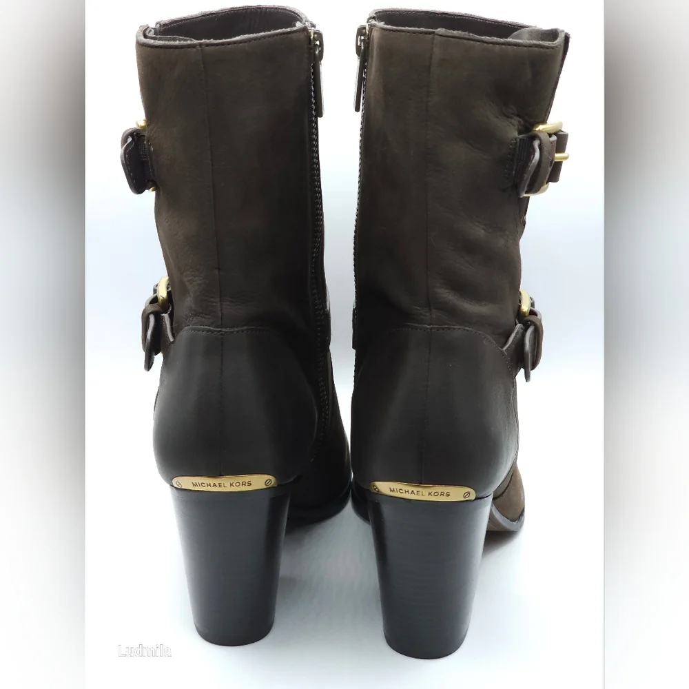 MICHAEL Michael Kors women's size 8 Ashton‎ mid brown leather bootie